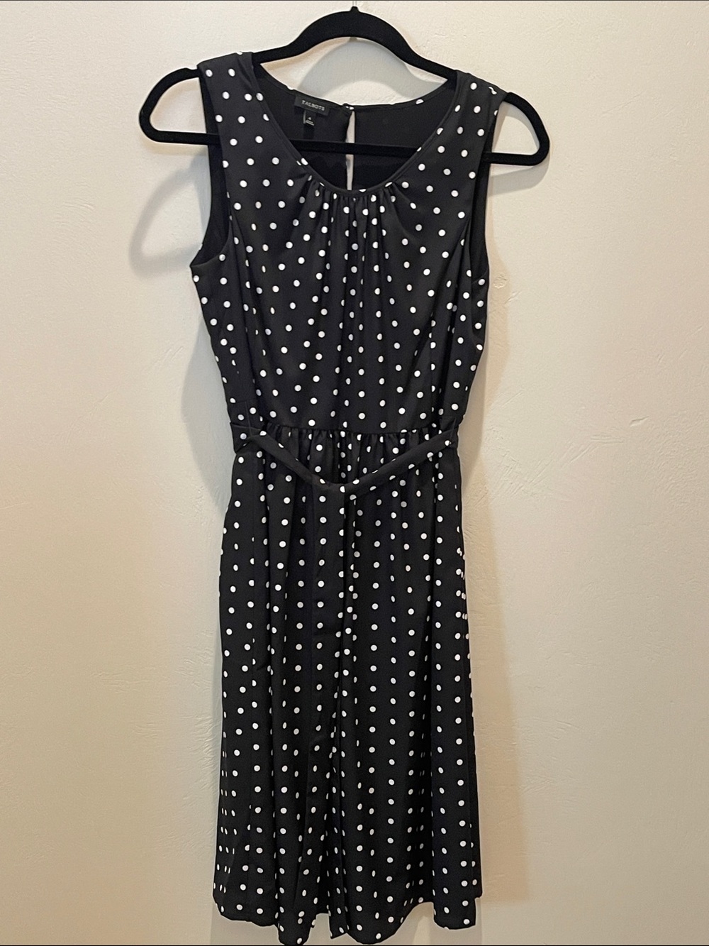 Talbots Black Polka Dot Sleeveless Dress
